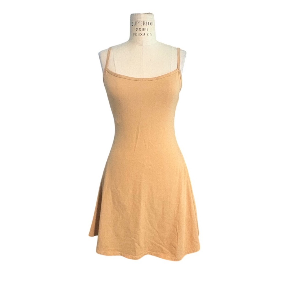 Forever 21 Womens Tan Cami Mini Dress Adjustable Straps Fit & Flare Small Boho